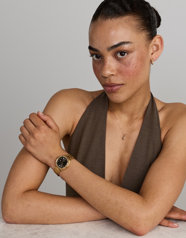 Michael Hill - Women's 0.40 Carat TW Diamond Bezel Watch in Gold Tone with Black Dial