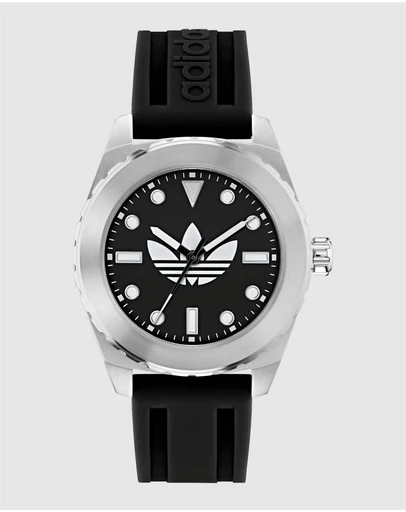 adidas Originals - Discoverer One Steel 44mm Black Silicone Watch