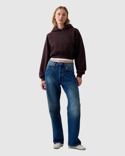 GAP - VintageSoft Logo Cropped PO Hoodie