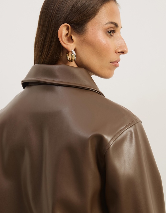 Atmos&Here - Renna Faux Leather Bomber Jacket