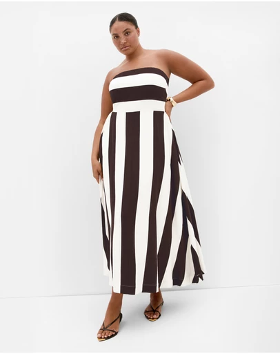 City Chic - Simone Strapless Stripe Maxi Dress