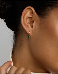 Michael Hill - Created Emerald Gemstone Drop Hoop Earrings in 10kt Yellow Gold