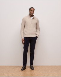 Trenery - Merino Nep Half Zip Pullover in Fawn