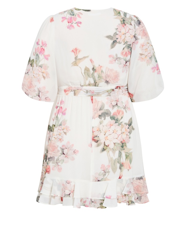 City Chic - Plus size Koko Print Mini Dress - ivory
