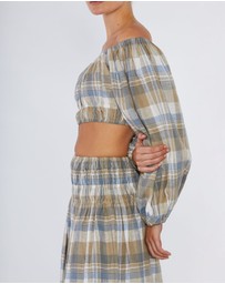 Amelius - Allegra Linen Plaid Crop Top