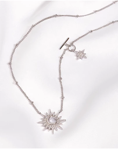 Wanderlust + Co - Sunlit Crescent Silver Necklace
