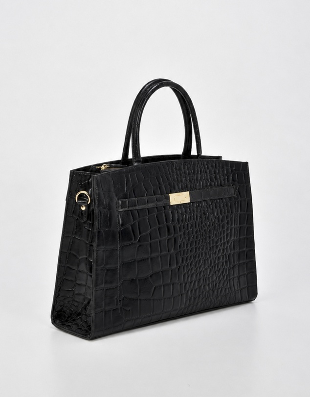 Cobb & Co - Toorak Leather Croc Business Bag Tote