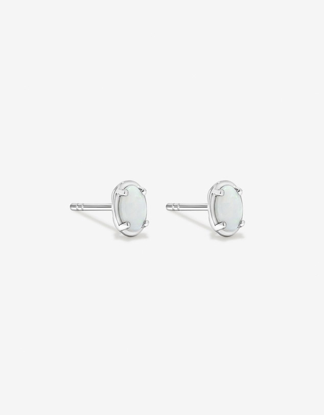 Michael Hill - Oval Australian Opal Stud Earrings in Sterling Silver