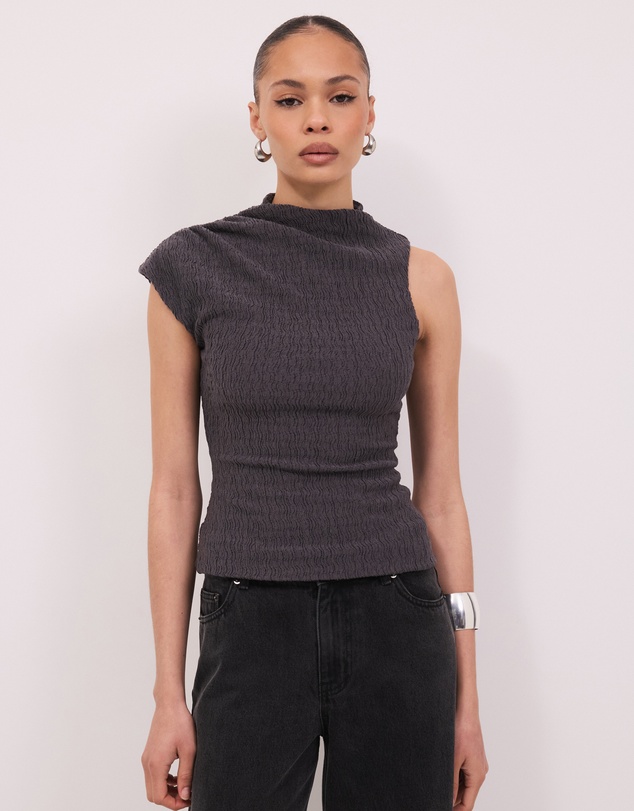 Calli - Grace High Neck Asymmetrical Top