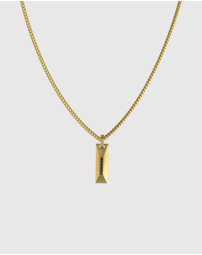 GUESS - Gold-Tone Matte Crystals Tag Necklace