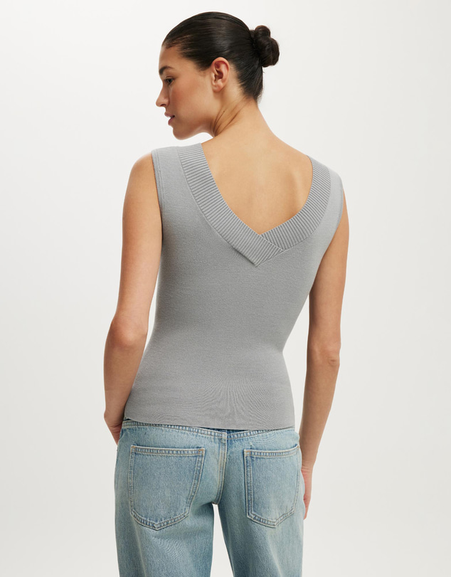 Cotton On - Double Knit V Neck Tank