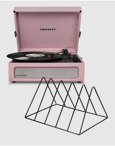 Crosley - Crosley Voyager Bluetooth Portable Turntable - Amethyst + Gadhouse Vinyl Rack Bundle - Black
