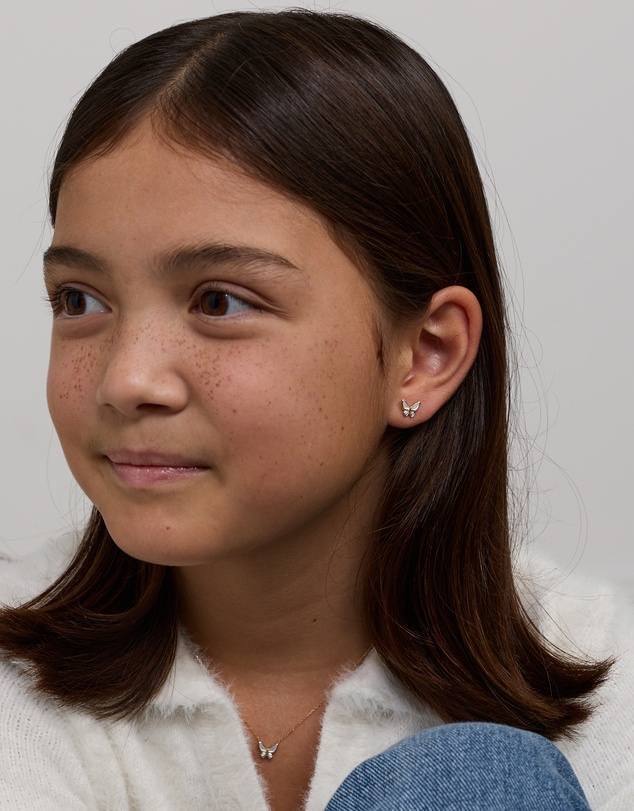 Michael Hill - Children's Mother of Pearl Butterfly Stud Earrings in 10kt Yellow Gold