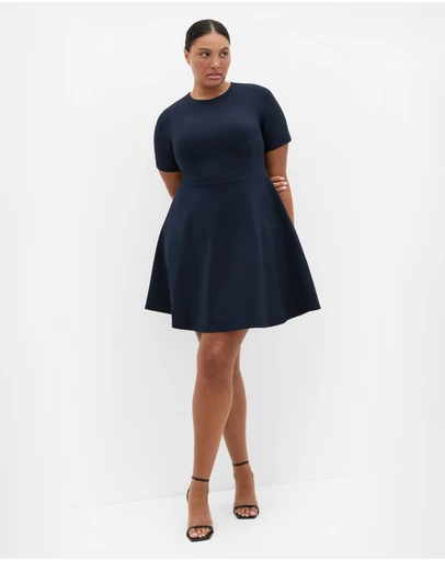City Chic - Plus size Cariline Mini Skater Dress - navy