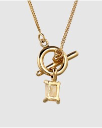 Elli Jewelry - Golden Hour Citrine T-Bar Necklace in Gold-Plated 925 Silver