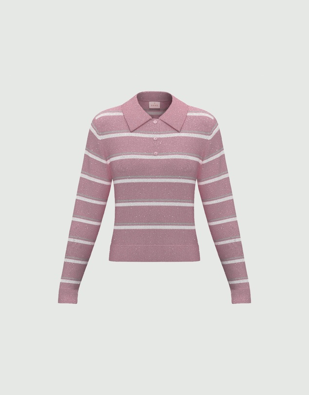Emme - Lurex Stripe Collared Sweater