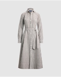 Polo Ralph Lauren - Belted Striped Linen A-Line Shirtdress