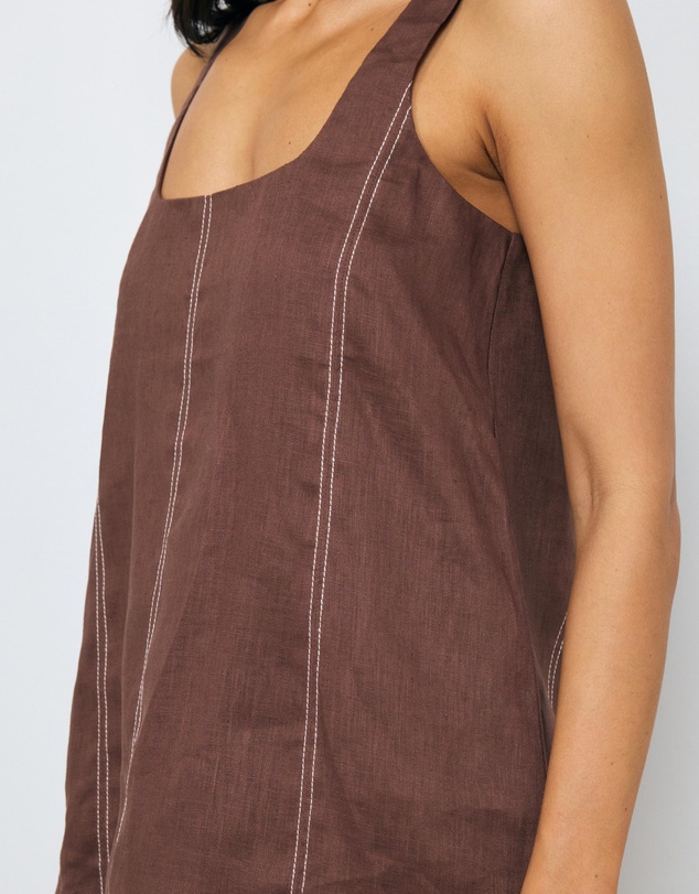 AERE - Maya Contrast Stitch Linen Top