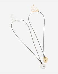 Lovisa - Mixed Metal Plated Organic Oval Black Cord Necklaces 2-Pack