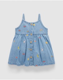 Purebaby - Chambray Broderie Dress -Kids-Babies