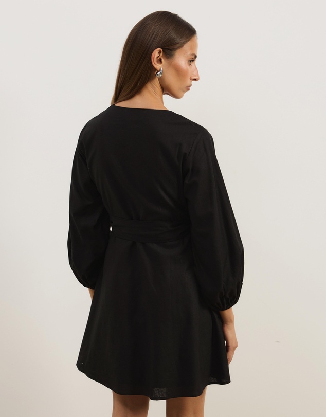 Atmos&Here - Lisa Linen Blend Wrap Mini Dress