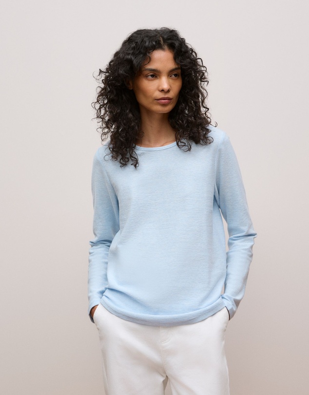 Trenery - Ottoman Marle Long Sleeve T-shirt in Sky