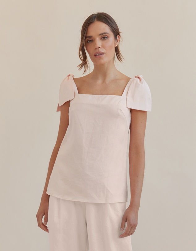 Amelius - Mavie Bow Linen Top