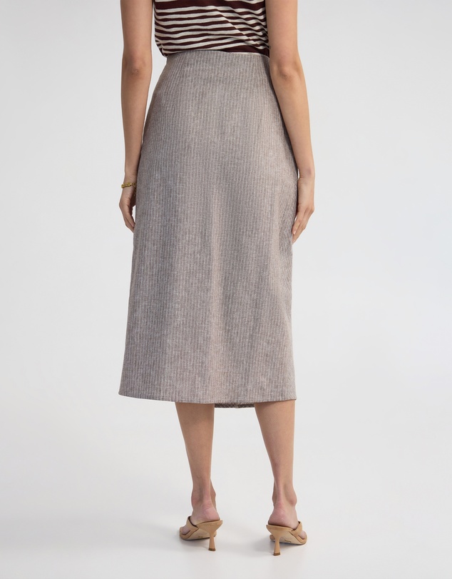 Oxford - Nadia Linen Blend Pinstriped Skirt