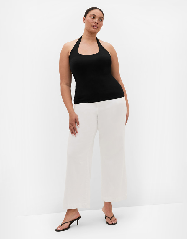 City Chic - Plus size Halter Neck Tie Top - black