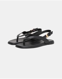 Tommy Hilfiger - Leather Color-Blocked Square Toe Sandals - Women's