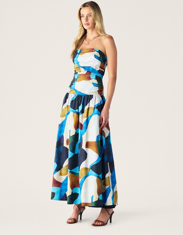 MOS The Label - Celestia Print Strapless Dress