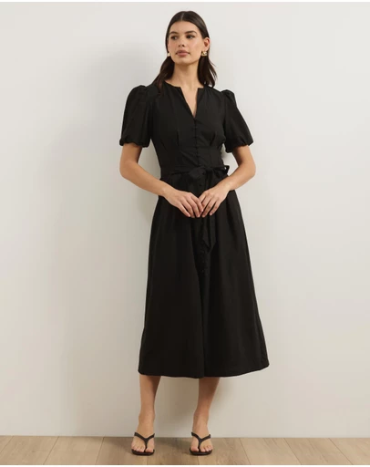 Atmos&Here - Audrey Fitted Button Front Midi Dress