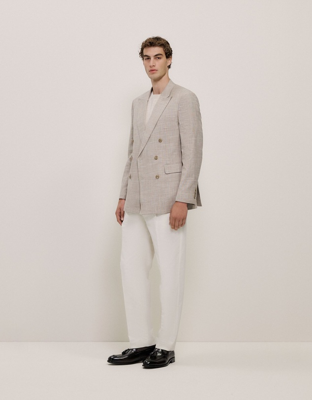 Trenery - Cotton Blend Pleat Front Pant in Parchment