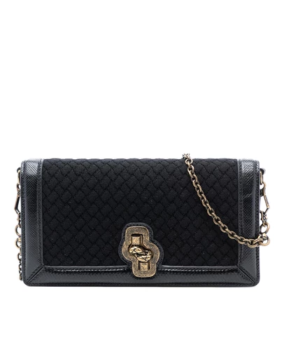 Pre-Loved by Azura Reborn - Pre-Loved Karung Trimmed Knit Intrecciato Knot Clutch On Chain