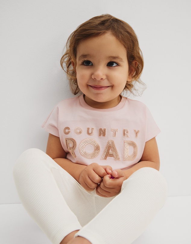Country Road - Organically Grown Cotton Sequin Logo T-shirt