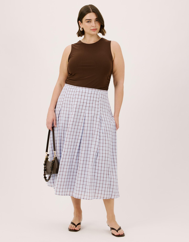 Atmos&Here Curvy - Rubi Check Midi Skirt