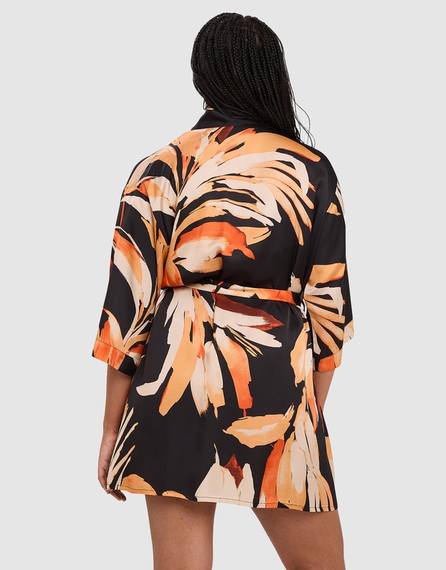 Sans Complexe - Pure Chic Floral Print Short Viscose Satin Robe