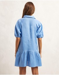 AERE - Joia Linen Puff Sleeve Mini Dress