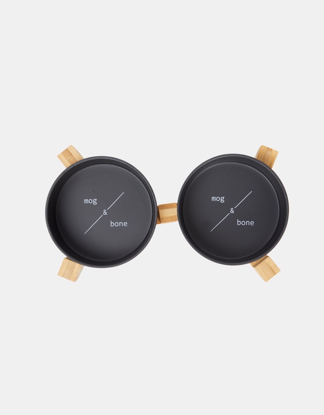 Mog & Bone - Double Bamboo Cat Bowl Black