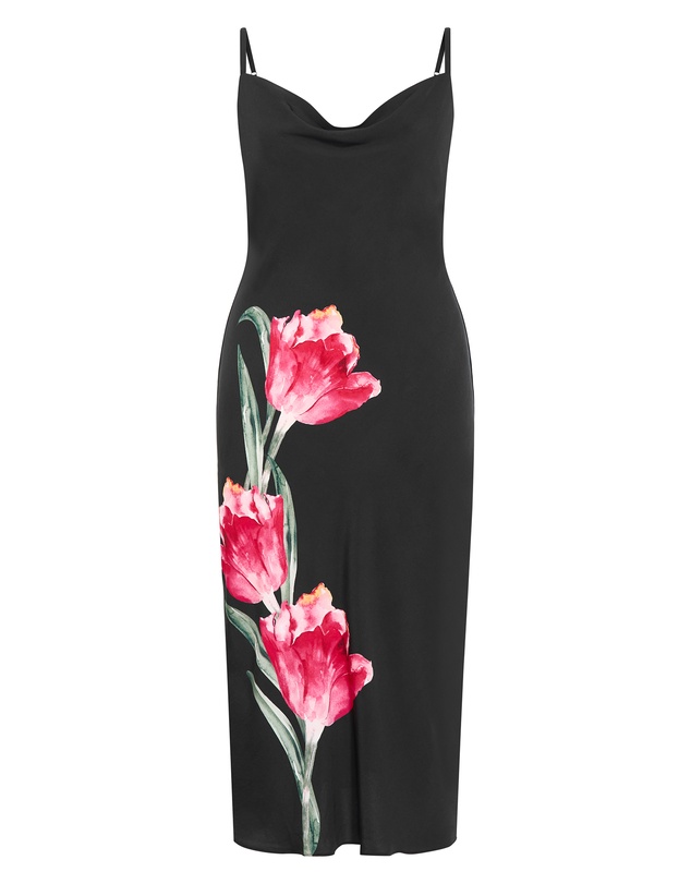 City Chic - Averi Placement Slip Dress - black