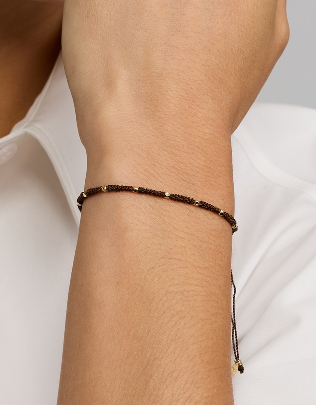 Michael Hill - Brown Cord Bead Bracelet in 10kt Yellow Gold