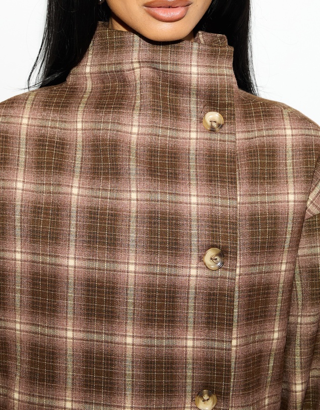 Dazie - Unspoken Funnel Neck Check Jacket