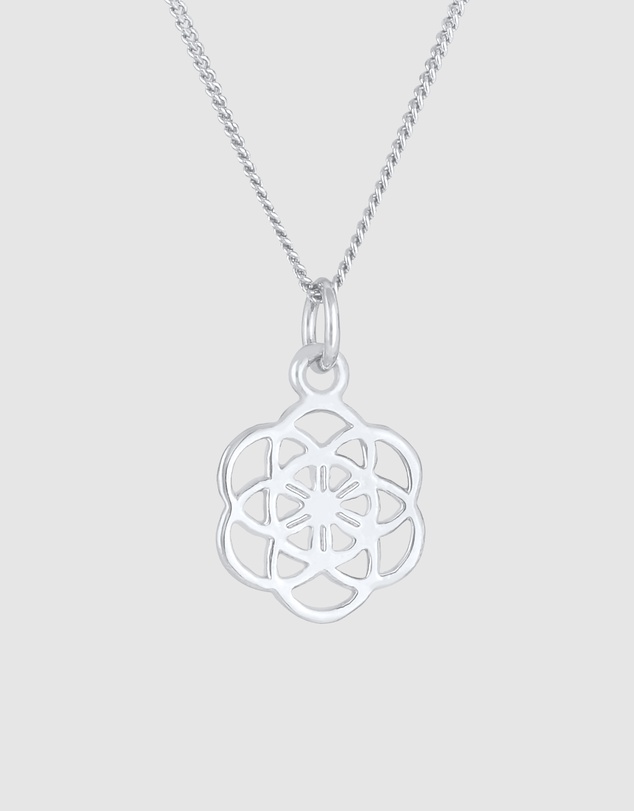 Elli Jewelry - Necklace Flower Of Life Ornament Symbol Flower In 925 Sterling Silver