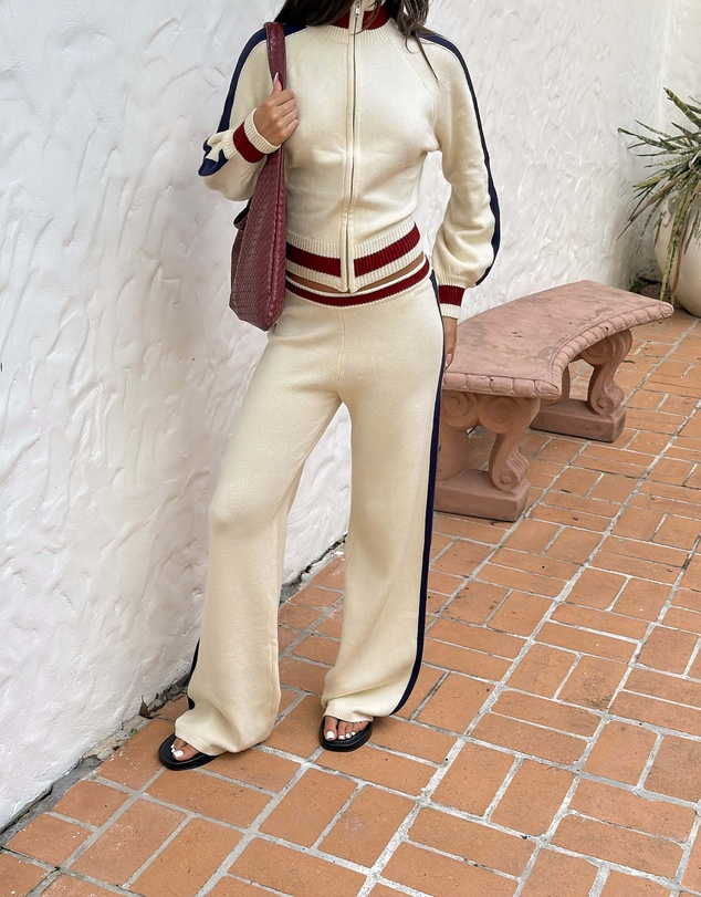 Beginning Boutique - Liberty Cream Knit Jacquard Zip Sweater