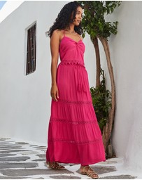Sosandar - Lace Detail Tiered Hem Maxi Skirt