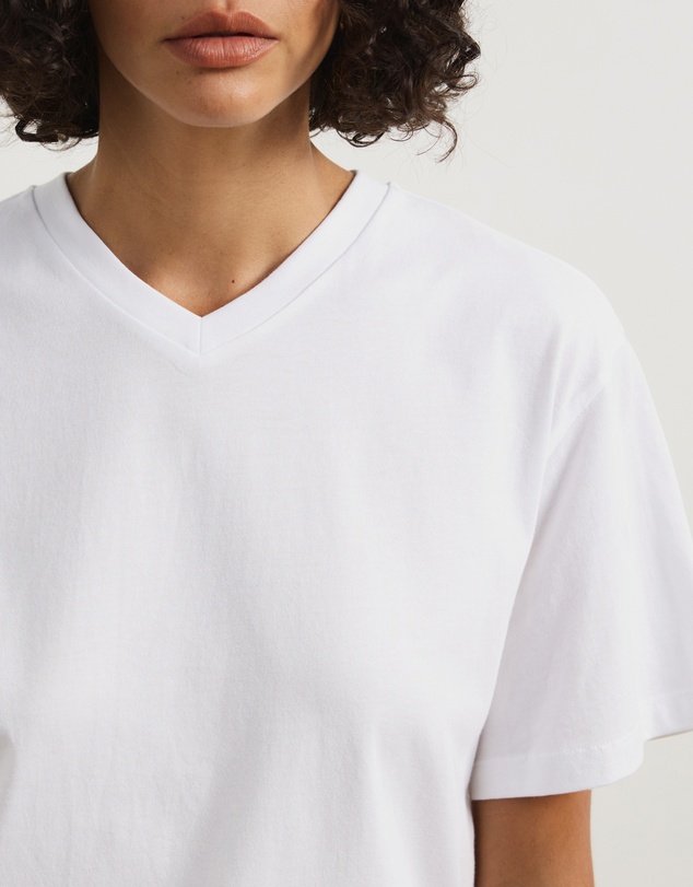 Atmos&Here - High V-Neck Organic Cotton Short Sleeve T-Shirt