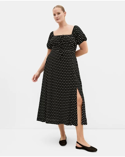 City Chic - Abbie Short Sleeve Spot Print Maxi Dress