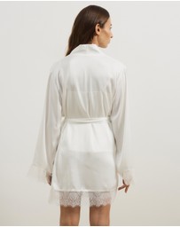 Atmos&Here - Pearl Lace Trim Satin Robe