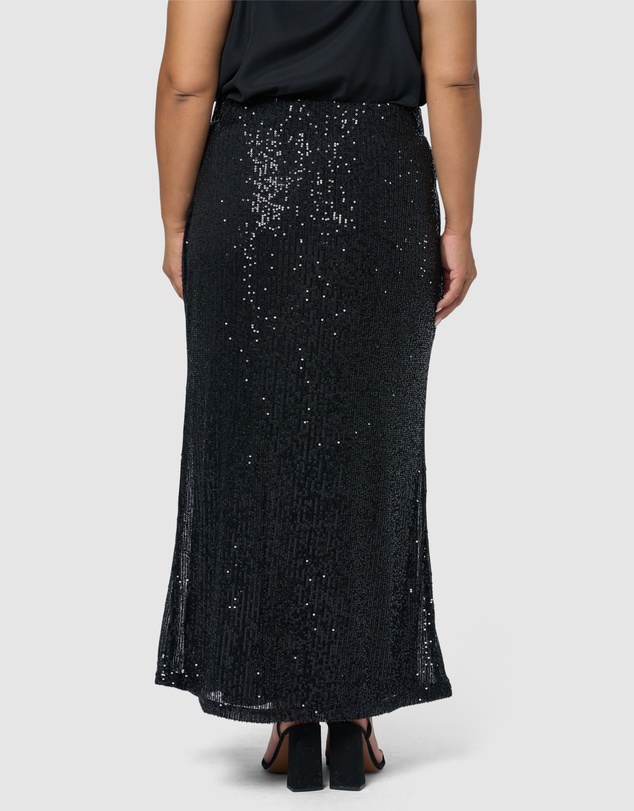Pink Dusk by Curve Project - Ignition Sequin Midi Skirt