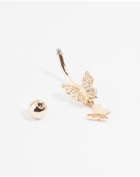 Lovisa - Gold Plated Titanium Double Butterfly Belly Ring